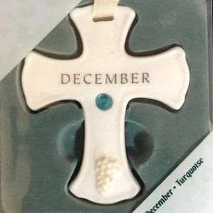 Russ Birthstone Porcelain Cross for DECEMBER